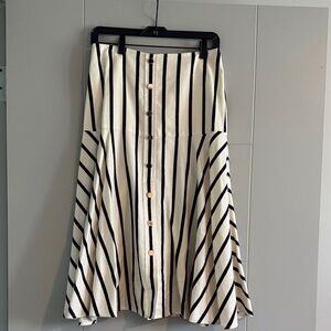 Veronica Beard Strapless dress, navy/cream stripe w rose gold threading size 6